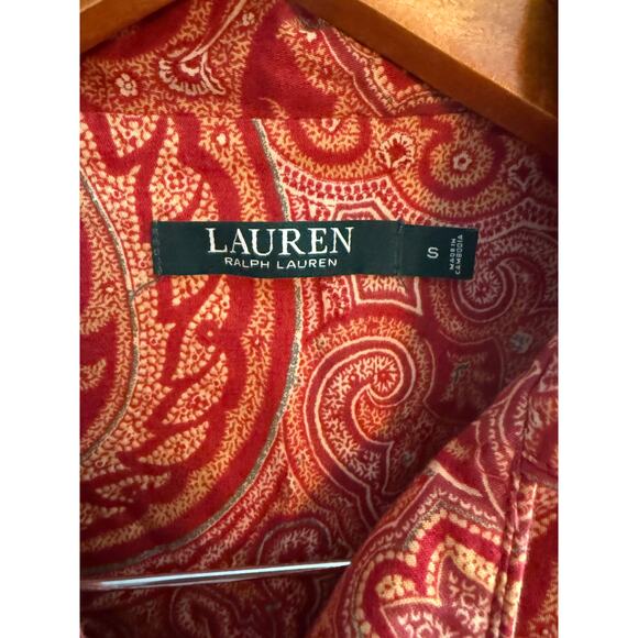 Ralph Lauren Women’s Cotton Red Paisley Pajama Top Button Front Size Small - Picture 4 of 7